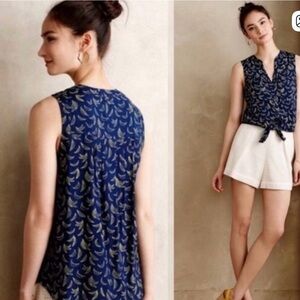 Anthropologie Maeve Sun-Seeker Banana Print Blouse